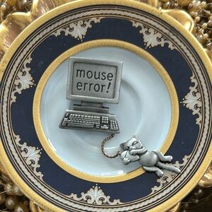 Vintage JJ Computer with Mouse Error and Dangling Cat